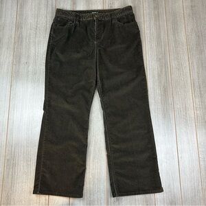 Y2K Eddie Bauer Womens Corduroy Pants Size 14P Petite Straight Wide Leg Brown
